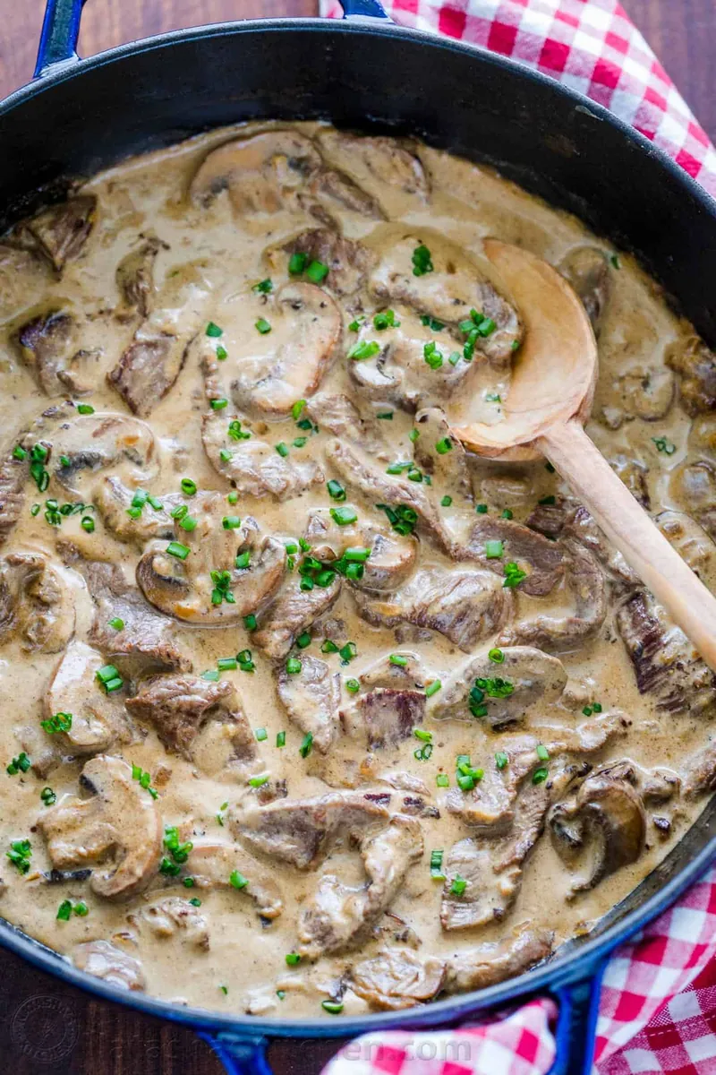 Beef Stroganoff with mushrooms
