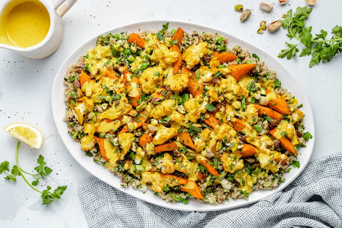 Roasted Carrot Cauliflower Quinoa Salad