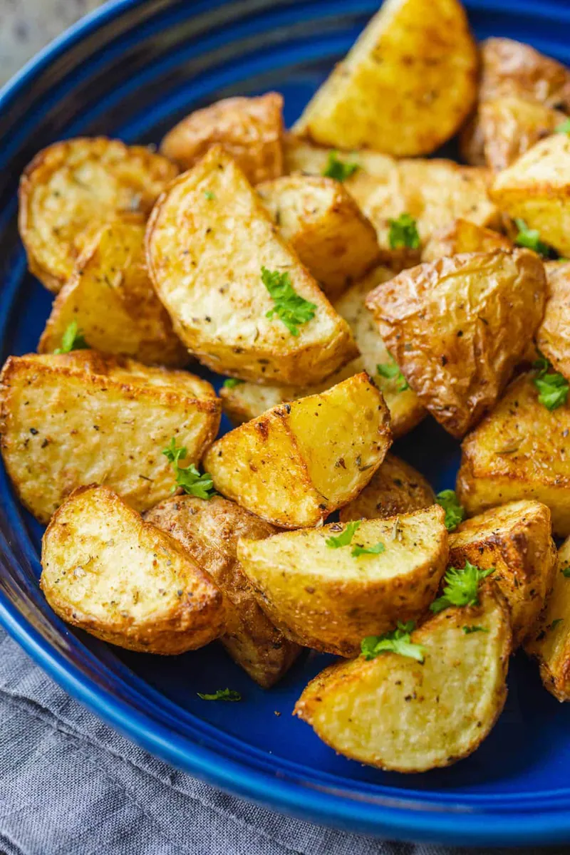 Air Fryer Roasted Potatoes with fresh herbs (cilantro