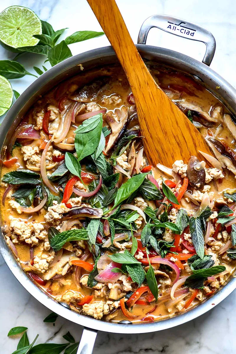 Thai Basil Chicken with mushrooms