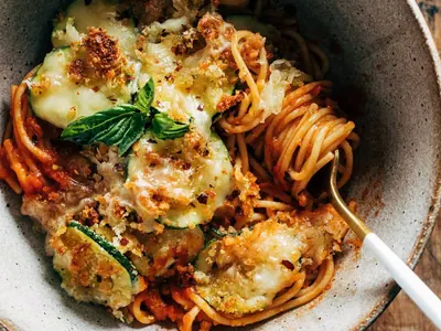 Spaghetti with Crispy Zucchini