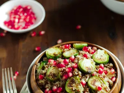 Roasted Brussels Sprout Quinoa Salad