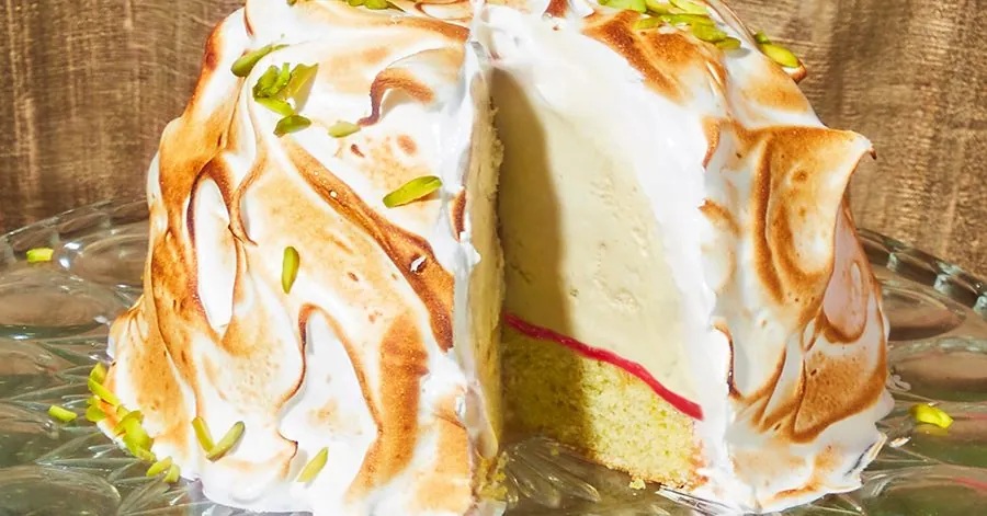 Pistachio Cherry Baked Alaska