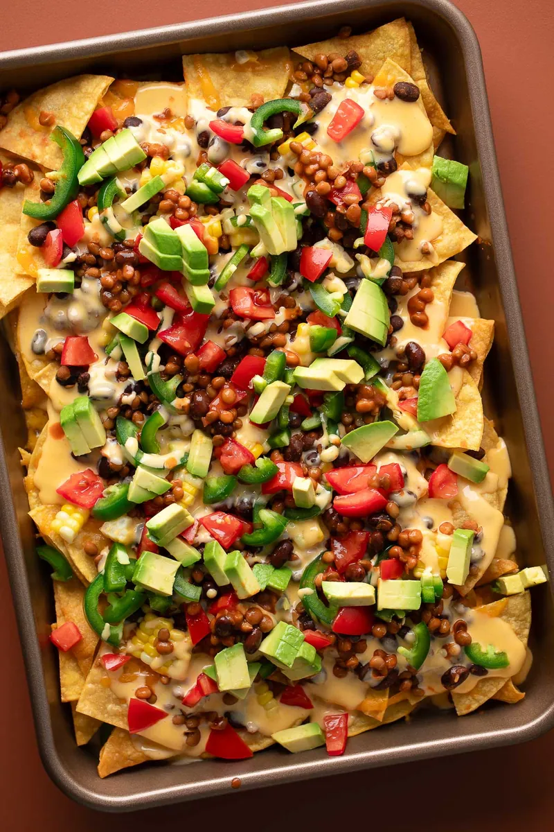 Black Bean Lentil Nachos