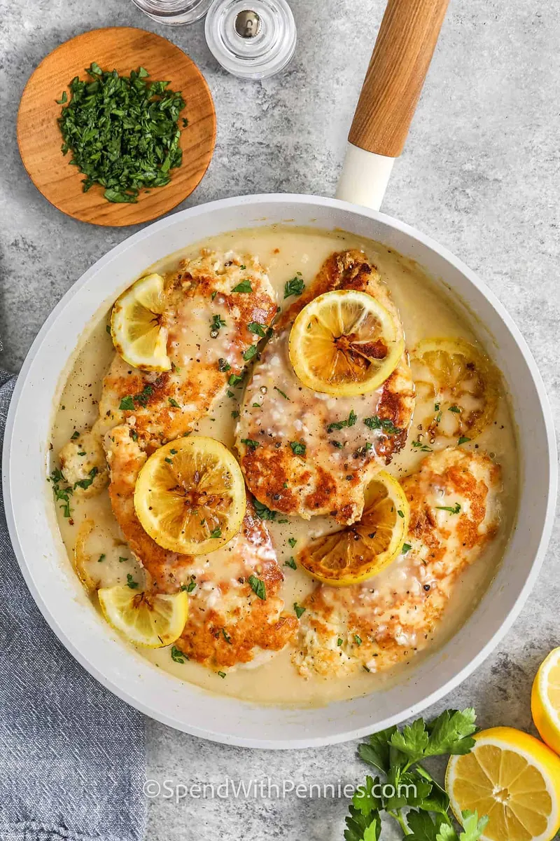 Chicken Francese with lemons and limes