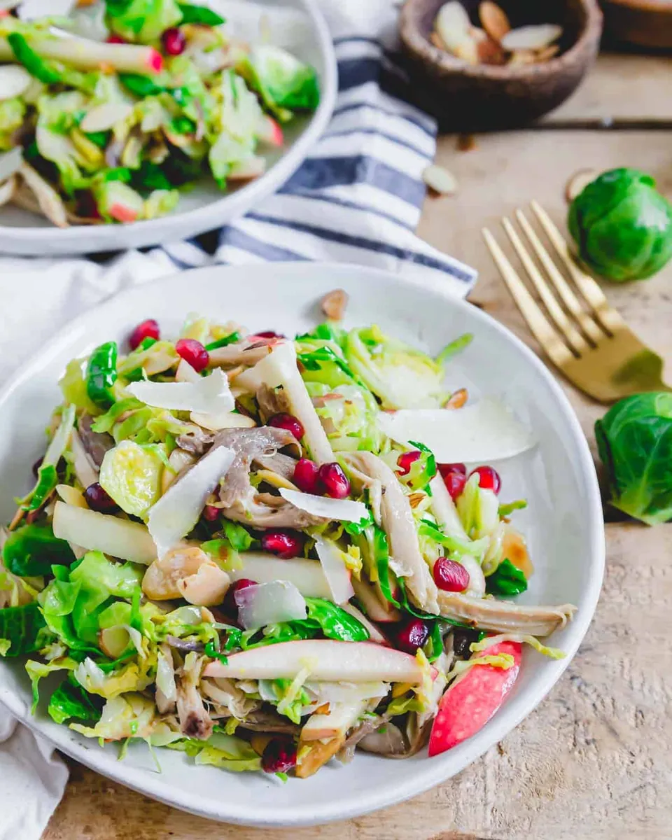 Honey Mustard Chicken Salad with brussels sprouts