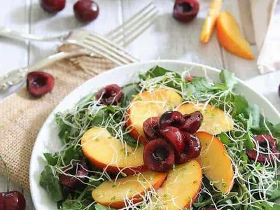 Peach Cherry Watercress Salad