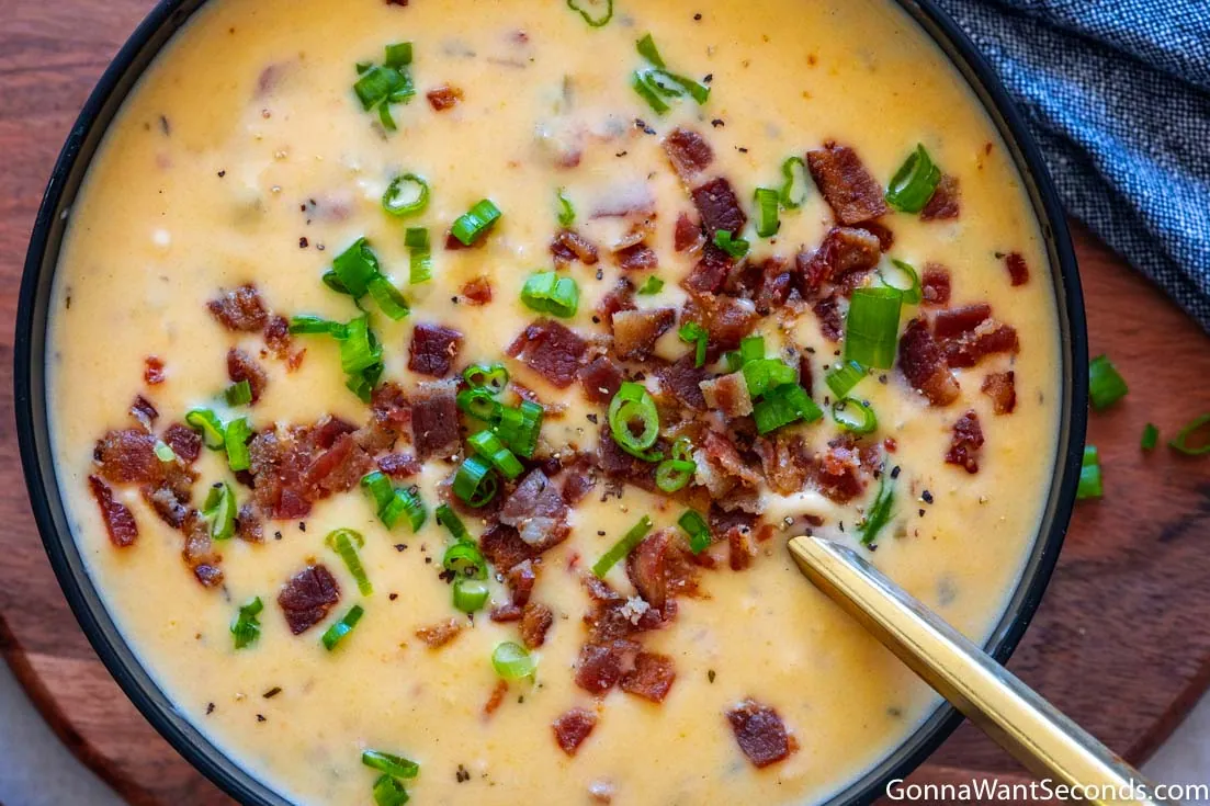 Beer Cheese Soup with bacon