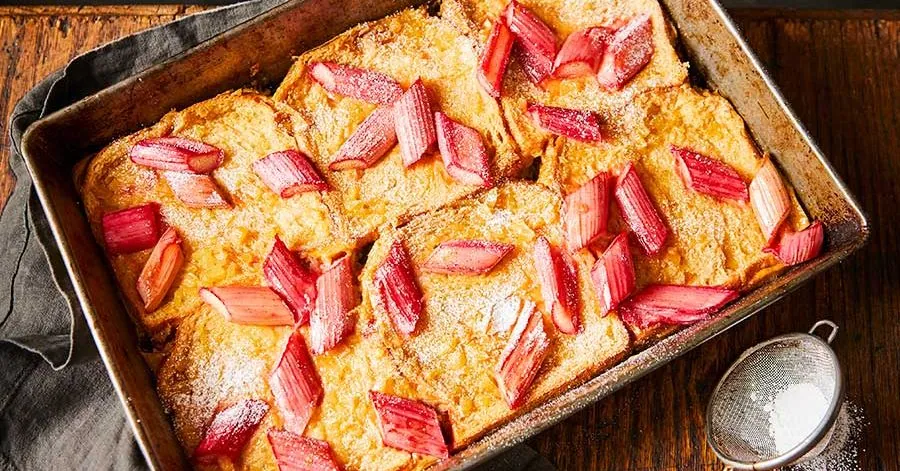 Rhubarb Ginger French Toast Bake