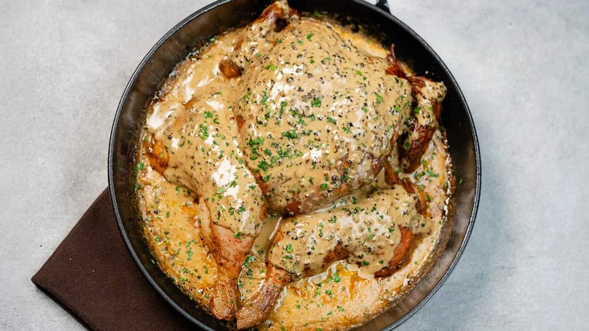 Chicken Au Poivre with whole chicken
