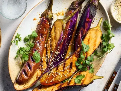 Griddled Aubergines With Tahini