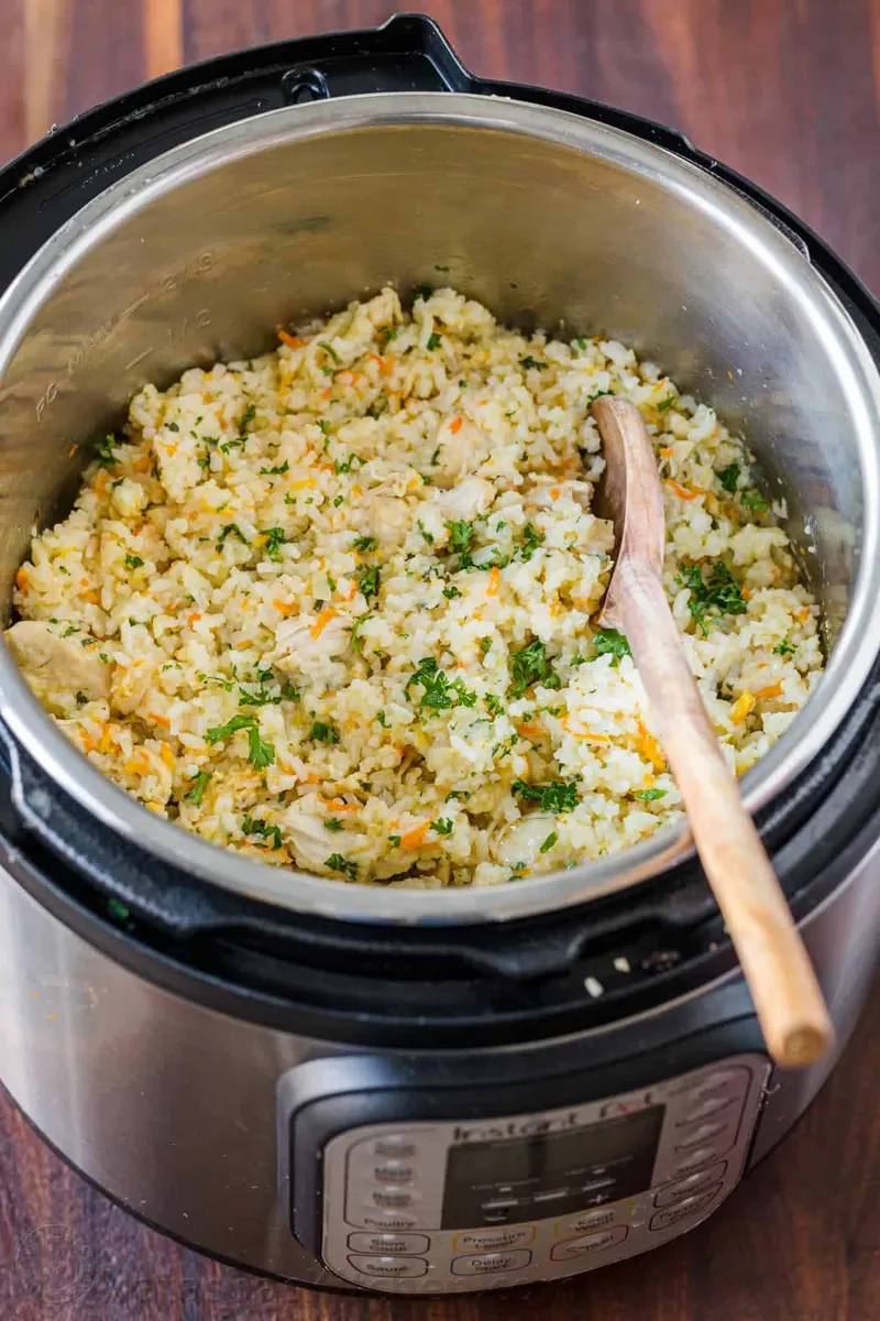 Instant Pot Chicken and Rice with broth