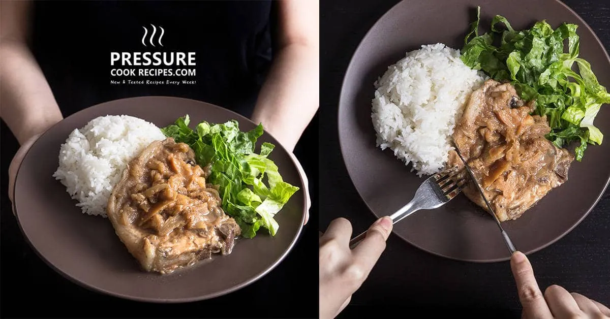 Pressure Cooker Pork Chops with Applesauce