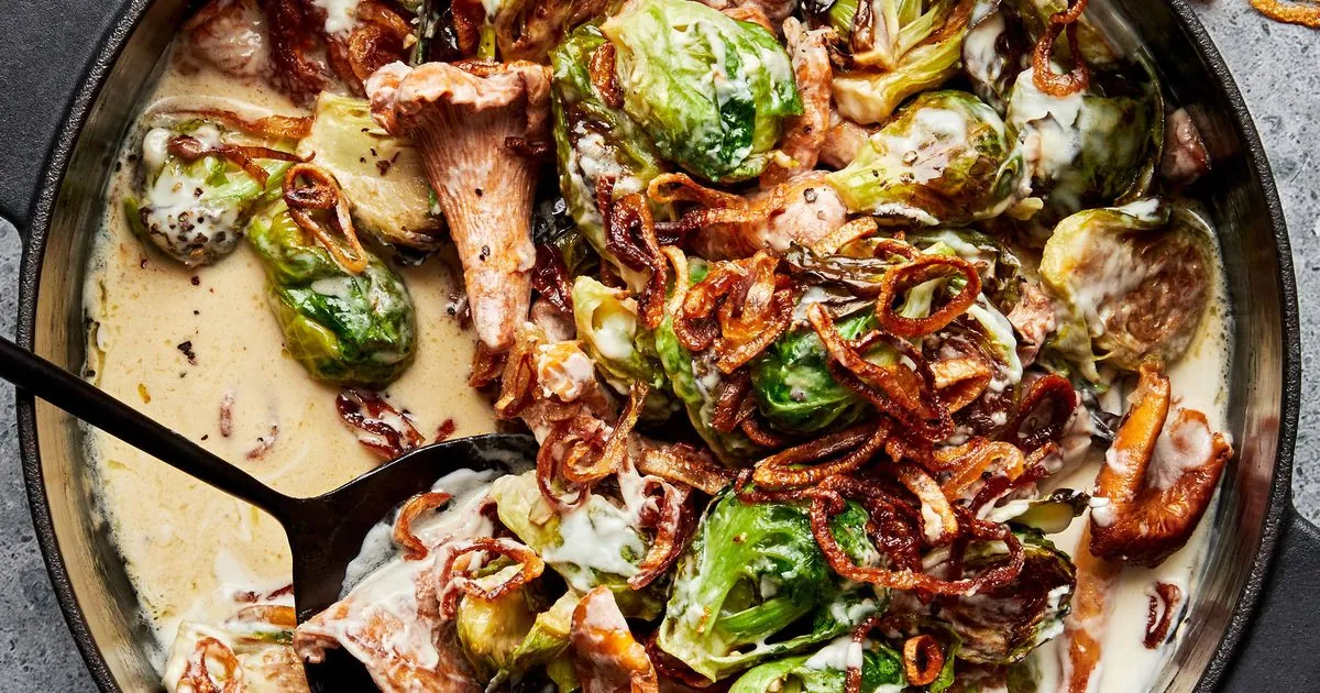 Creamy Brussels Sprouts and Mushrooms