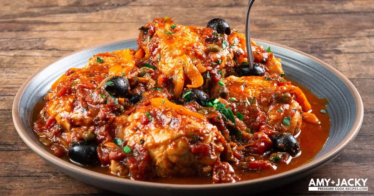 Instant Pot Chicken Cacciatore with canned tomatoes