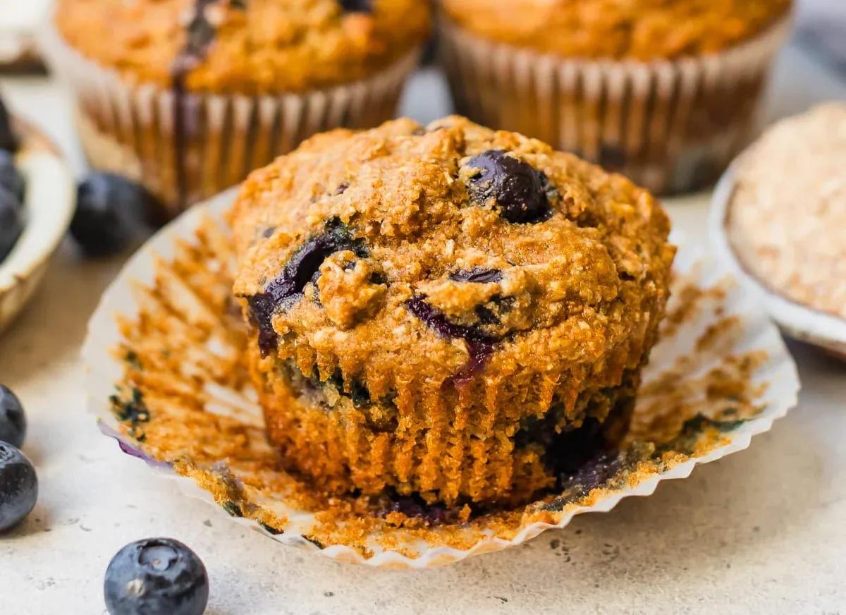 Blueberry Bran Muffins with berries
