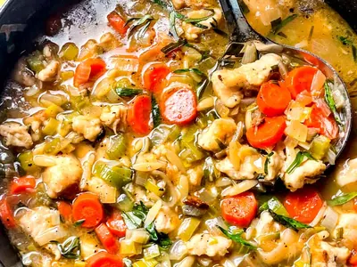 Lemony Chicken Orzo Stew