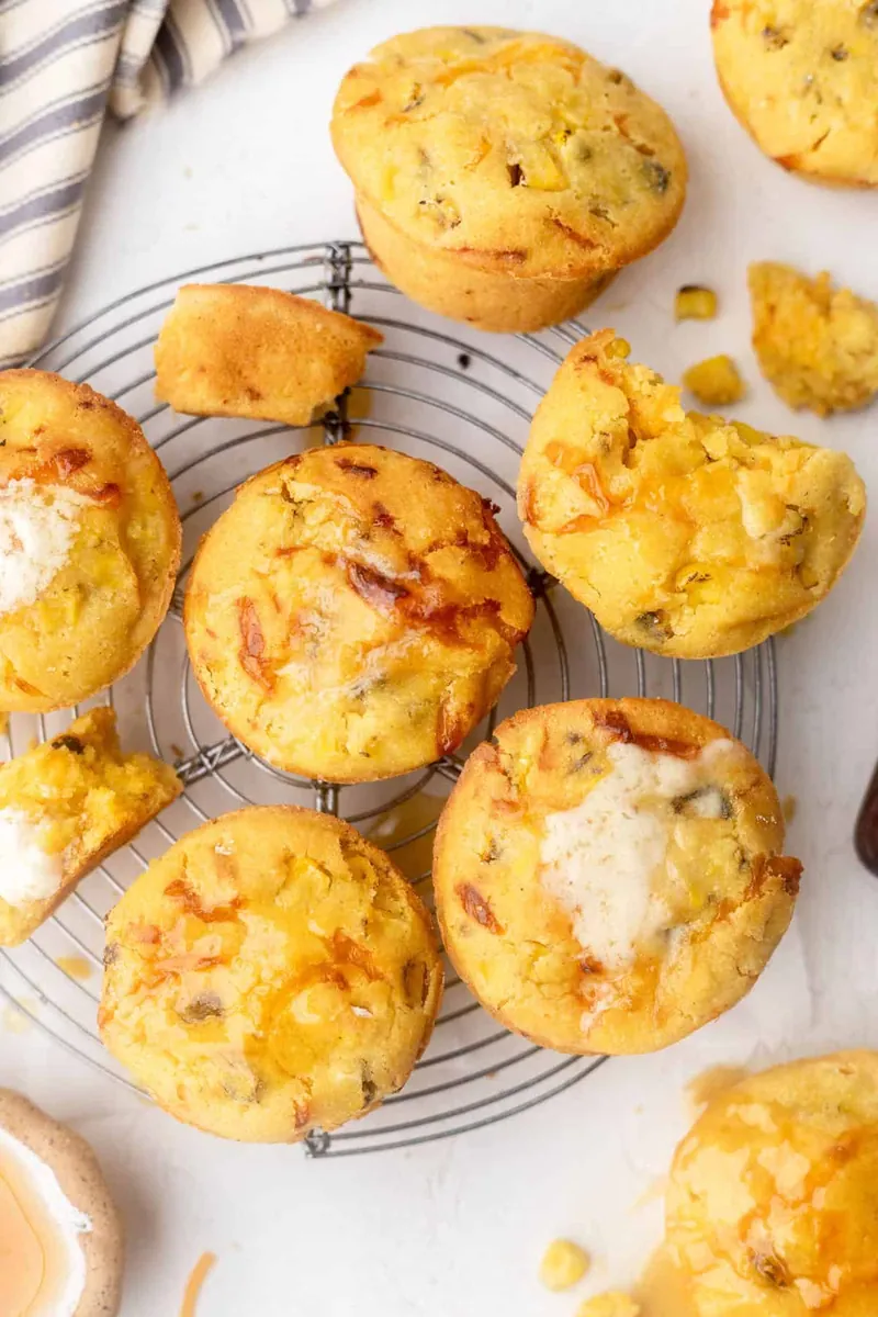 Honey Cheddar Cornbread Muffins