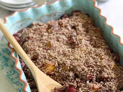 Peach Cherry Quinoa Crumble
