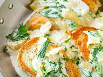 Creamy Spinach Artichoke Chicken with heavy cream