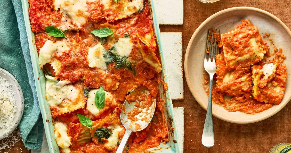 Creamy Ravioli Tomato Bake