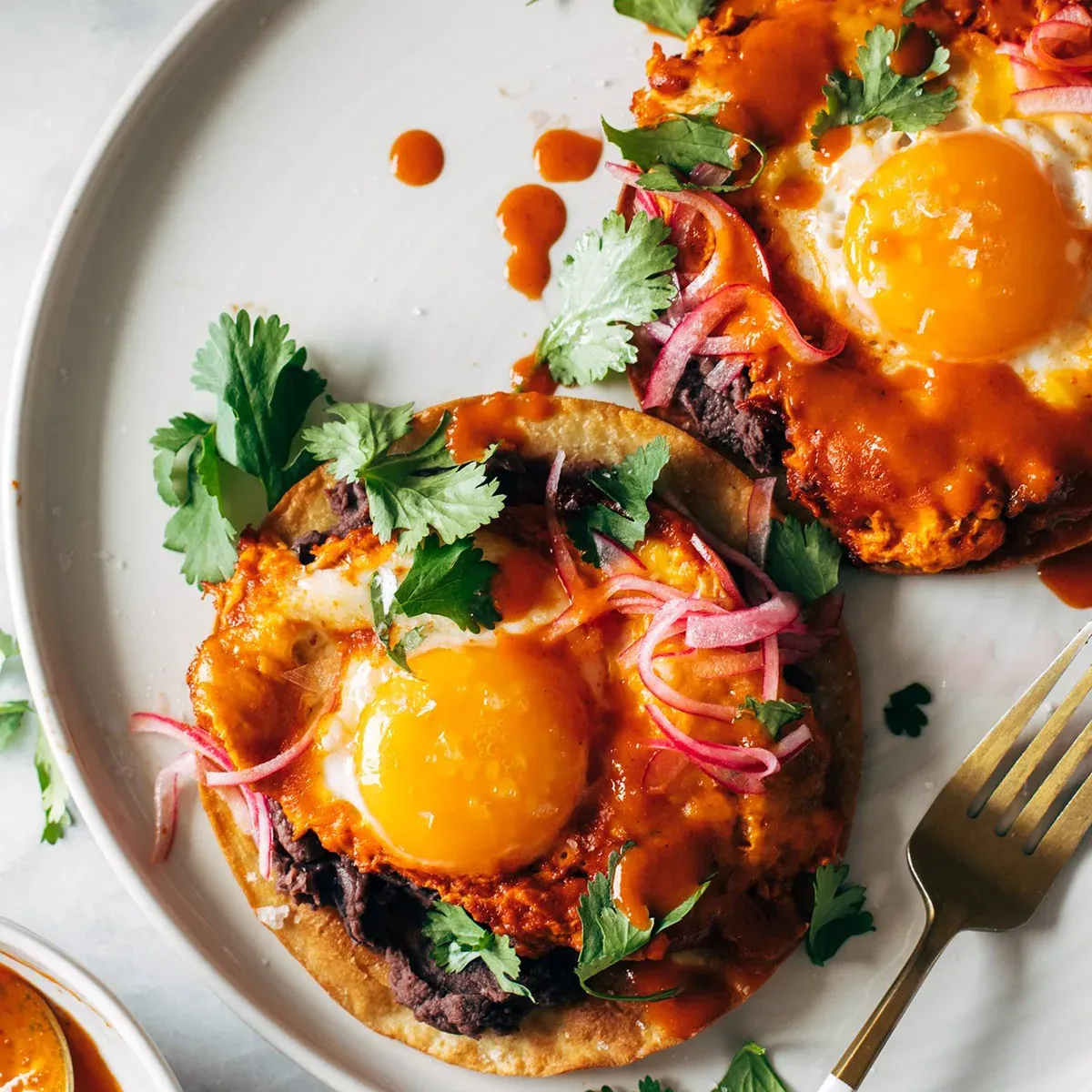 Red Chile Egg Tostadas