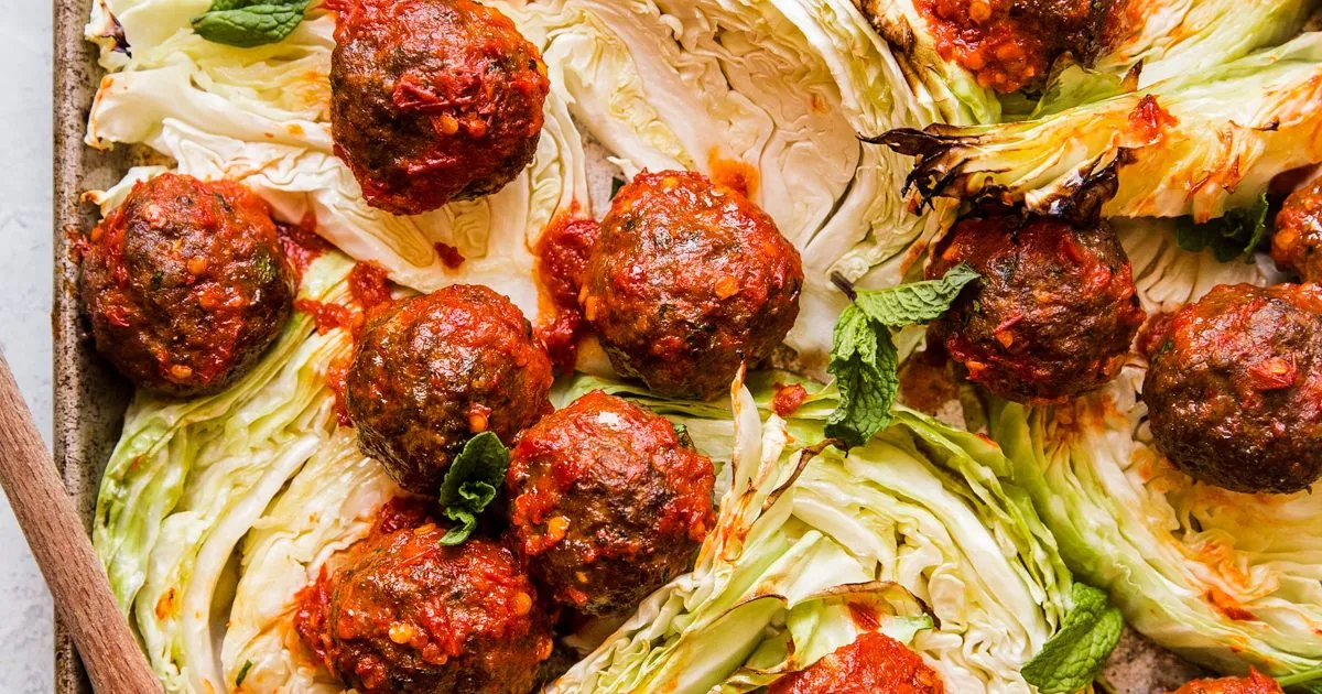 Harissa Meatballs and Cabbage