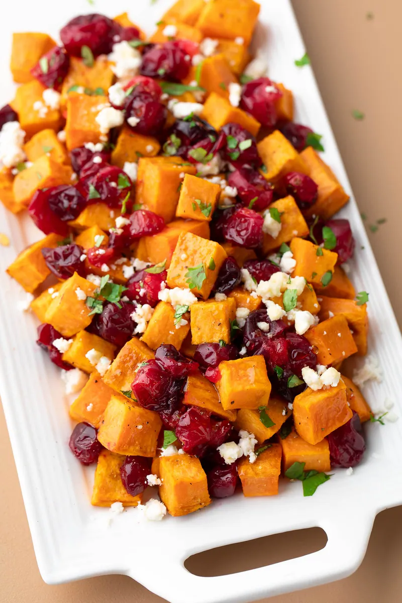 Roasted Sweet Potatoes with Cranberries