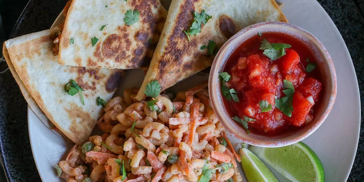 Lentil Quesadillas and Macaroni Salad
