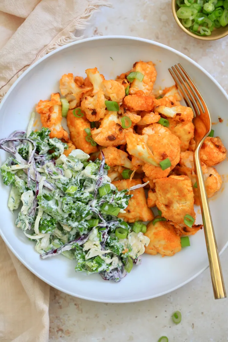 Buffalo Tofu Cauliflower Slaw