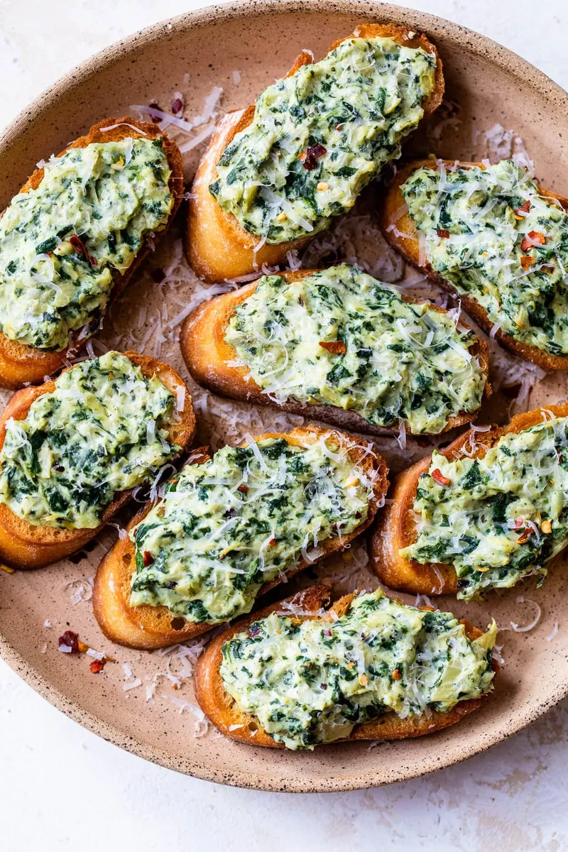 Spinach Artichoke Crostini