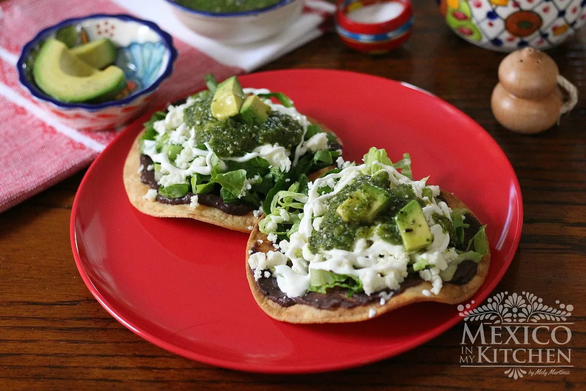 Black Bean Tostadas with blue cheese
