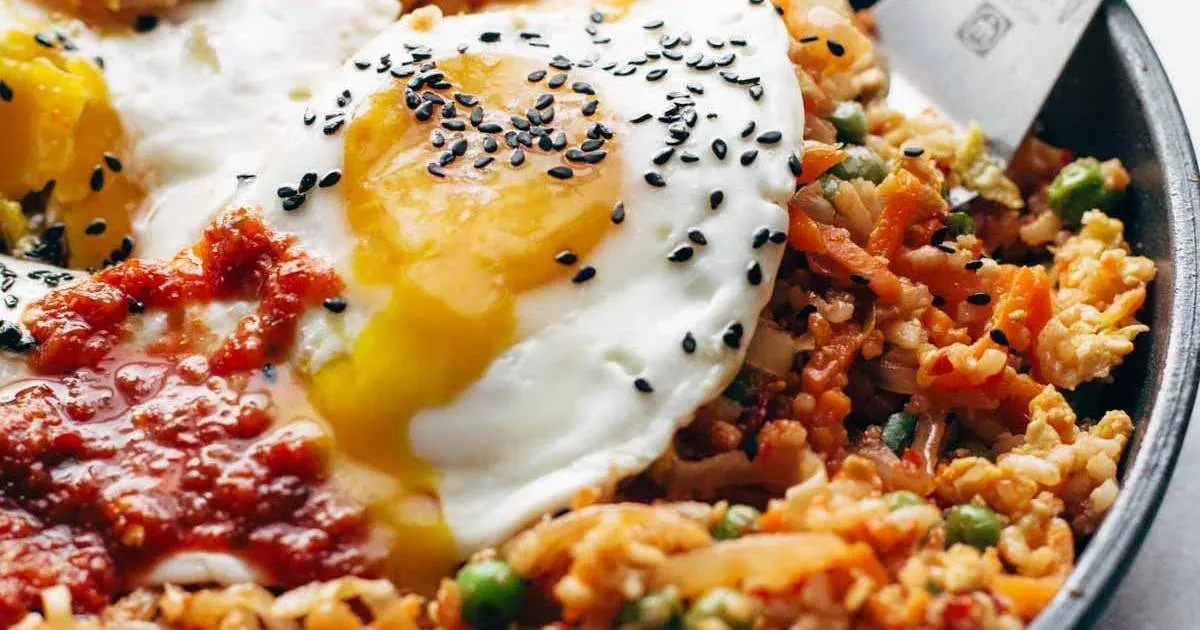 Kimchi Fried Rice with cauliflower
