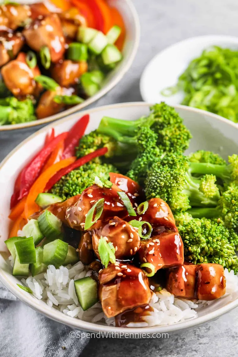 Teriyaki Chicken Bowls with rice