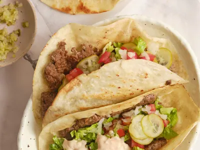 Smash Burger Tacos with ground beef