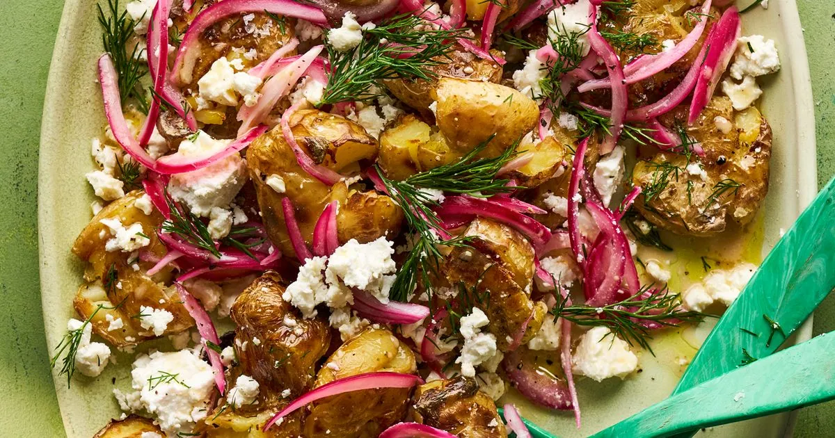 Smashed Potato Feta Salad
