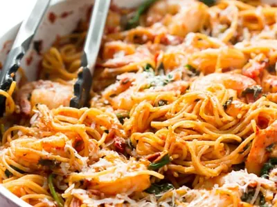 One-Pan Shrimp Spaghetti
