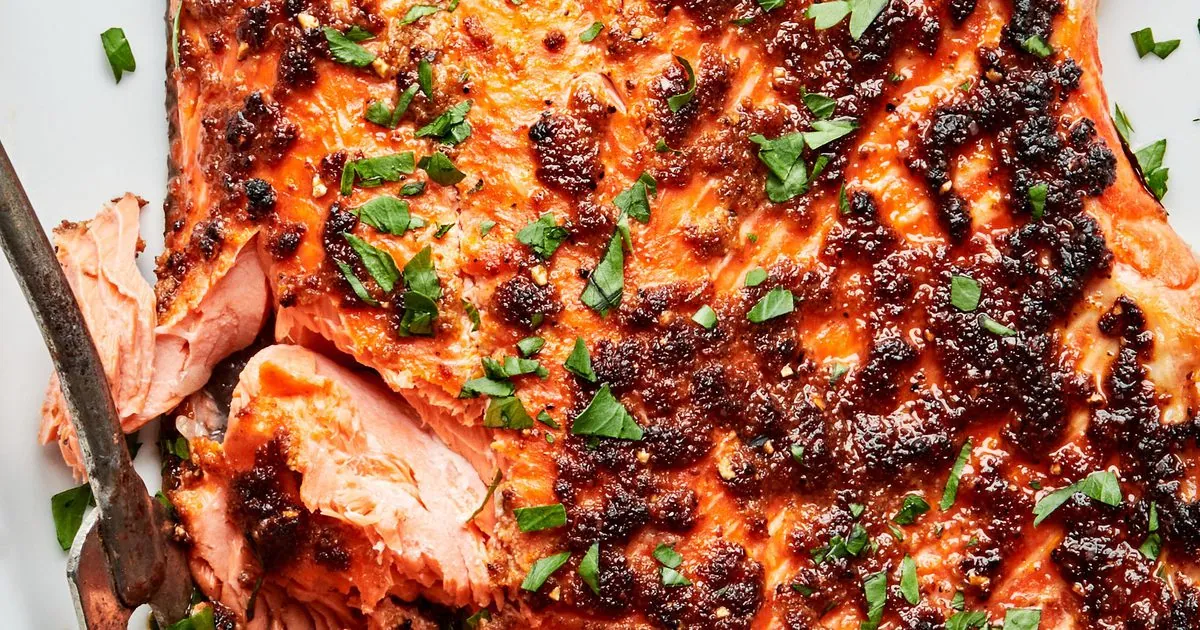 Broiled Salmon with fresh herbs (cilantro