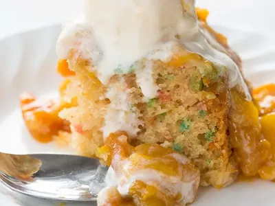 Peach Confetti Slow Cooker Cake