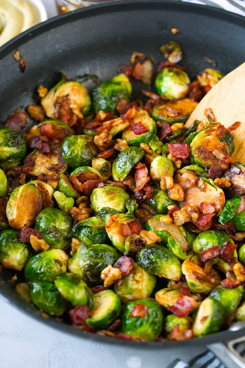 Bacon Brussels Sprouts with Walnuts