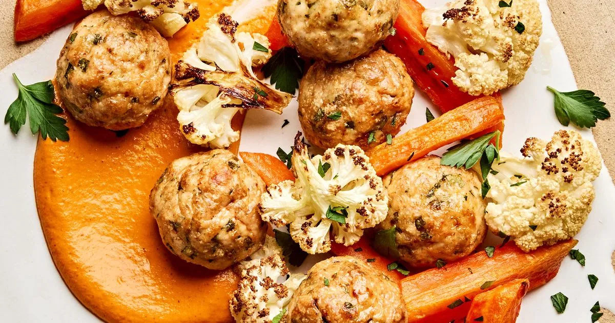 Chicken Meatballs with Romesco