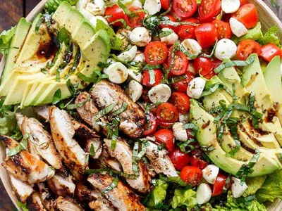 Chicken Avocado Caprese Salad