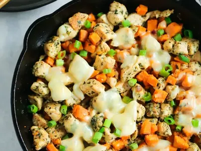 Sweet Potato Pesto Chicken Skillet