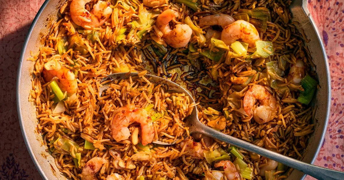 Garlic Leek Prawn Rice