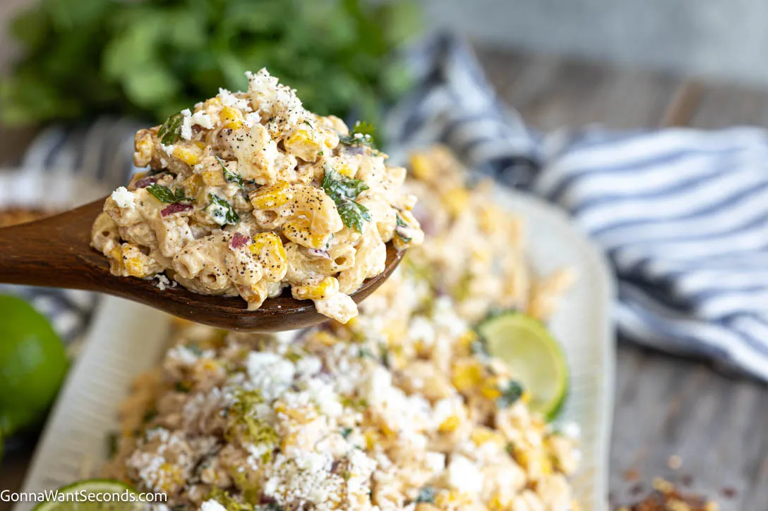 Elote Pasta Salad with blue cheese