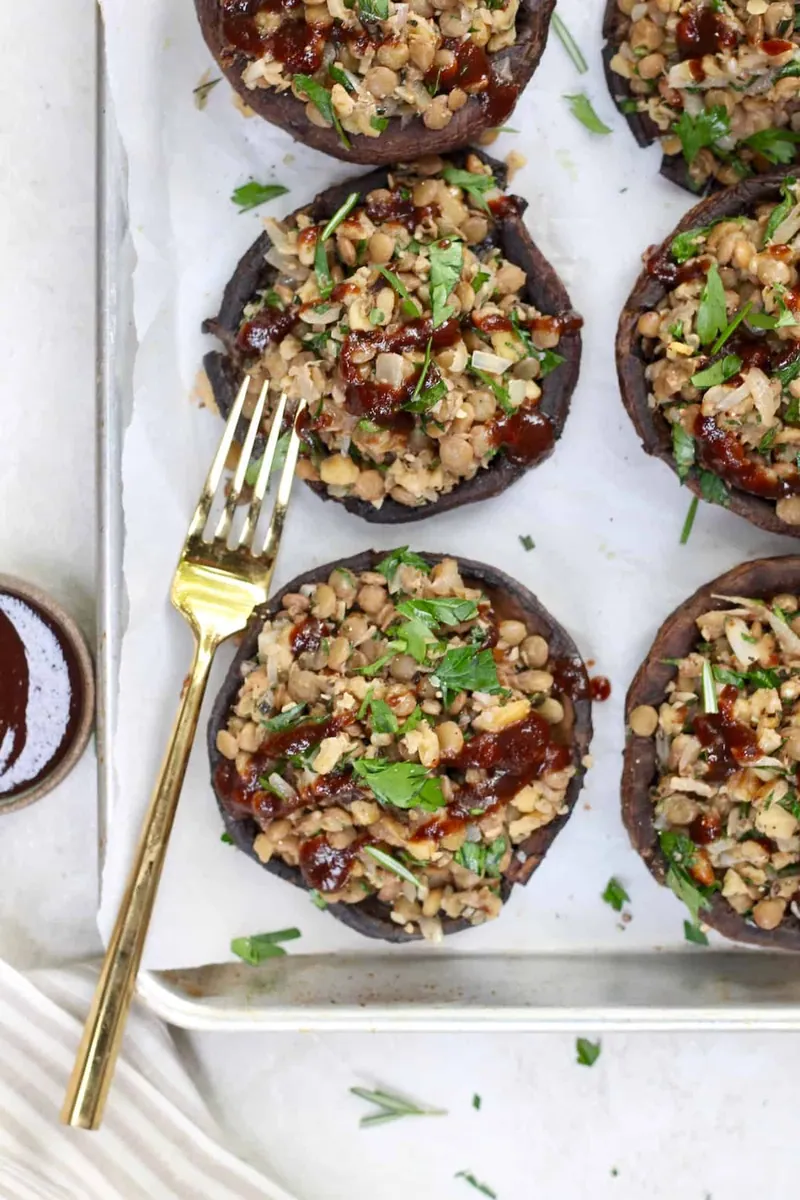 Rosemary Lentil Mushroom Boats