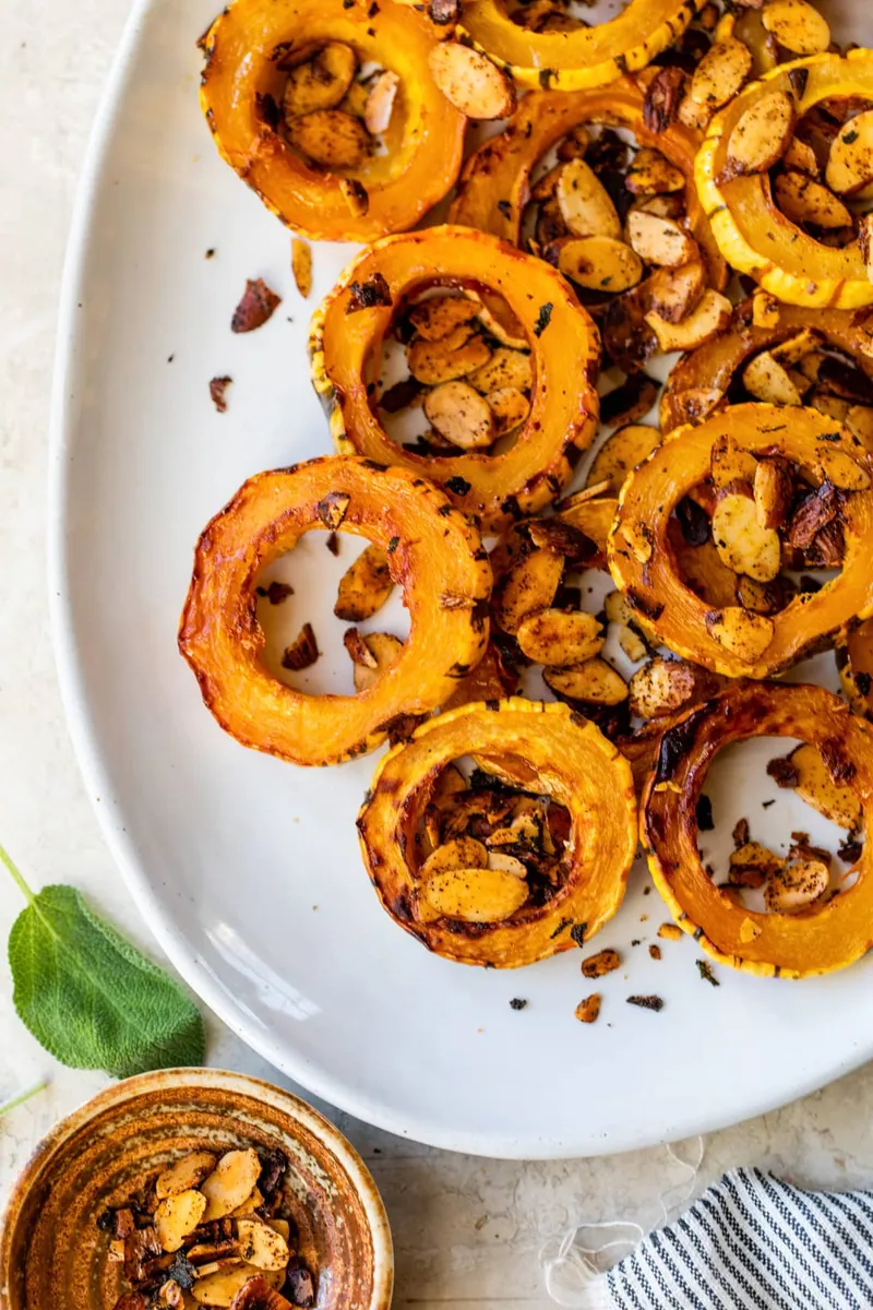Roasted Delicata Squash with winter squash (butternut