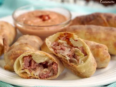 Baked Reuben Egg Rolls