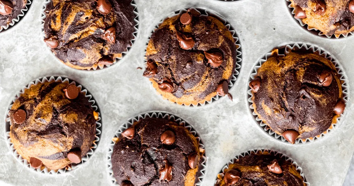 Marbled Chocolate Pumpkin Muffins