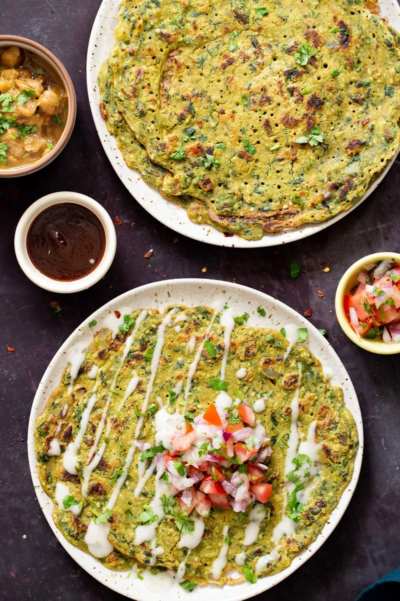 Spinach Lentil Flour Pancakes